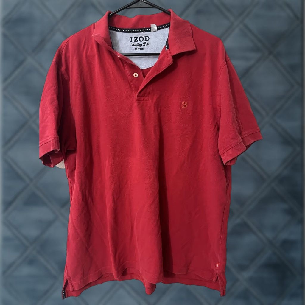 Izod VINTAGE IZOD Polo Mens XL Golf Short Sleeve Red Outdoors Hiking Logo Size US XL / EU 56 / 4 - 1 Thumbnail