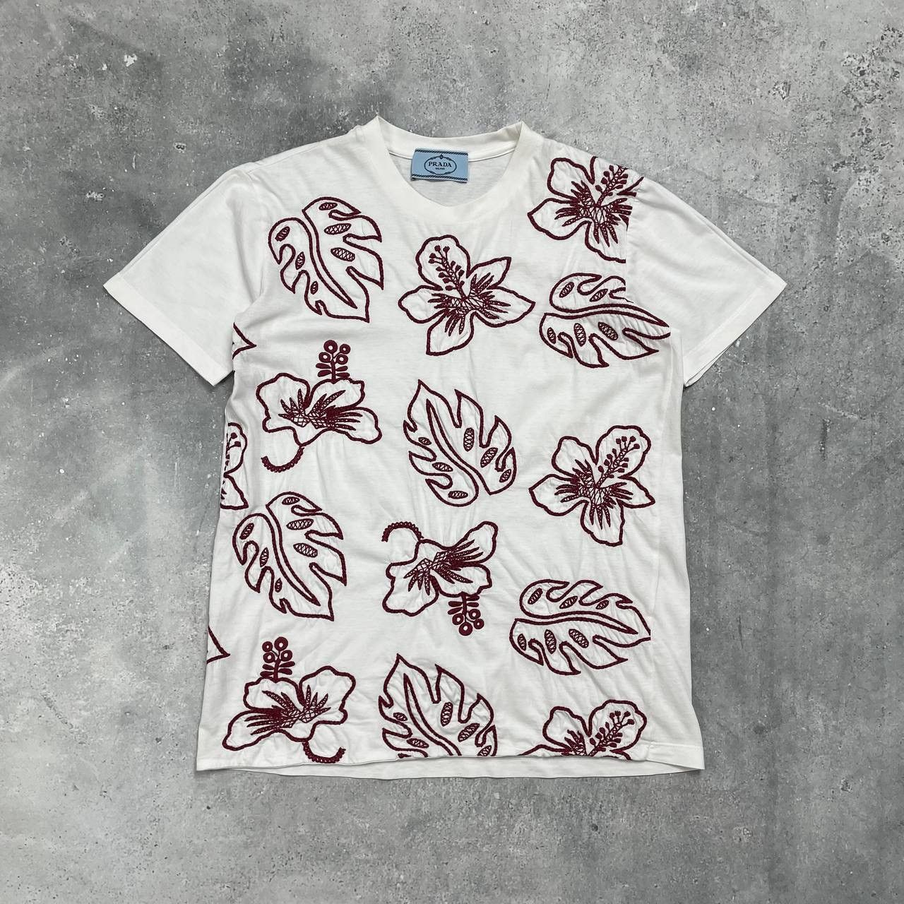 Designer × Prada Prada Milano Embroidered Floral Print T Shirt Women’s Size S Size S / US 4 / IT 40 - 1 Thumbnail