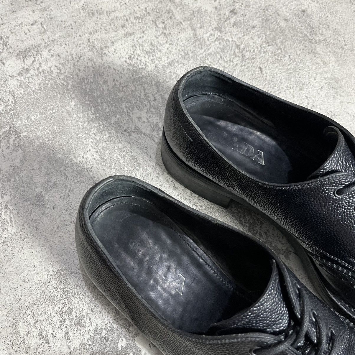 Prada PRADA Wingtip Brogue Oxford Leather Derby Shoes - Black Size US 9.5 / EU 42-43 - 10 Thumbnail