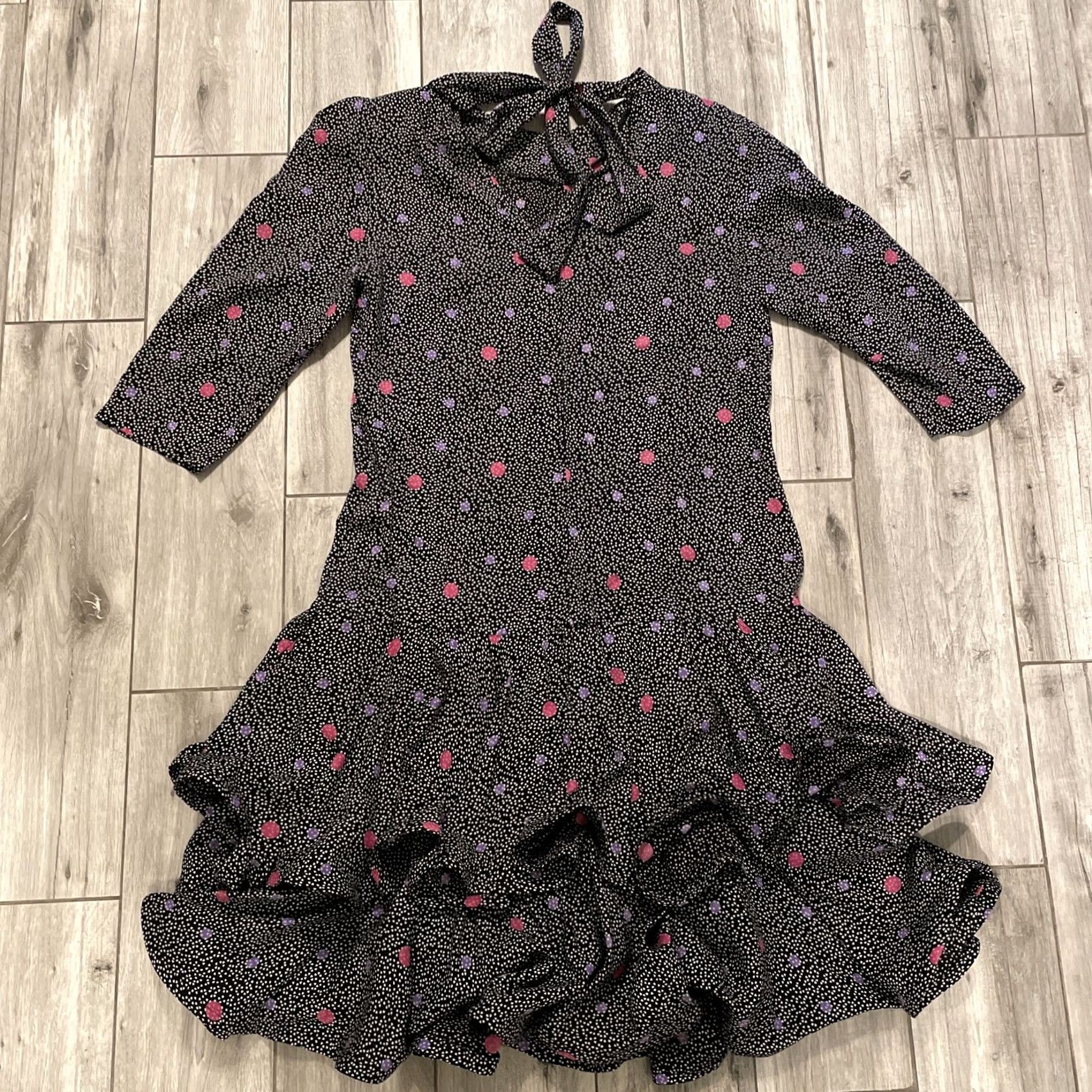 IWC Schaffhausen VINTAGE Jane Schaffhausen Belle France Polk Dot Prairie Dress Size 12 Long Sleeve Knee Length Black Rayon Zipper Pocket Fit & Flare Woman Casual Size XL / US 12-14 / IT 48-50 - 7 Thumbnail