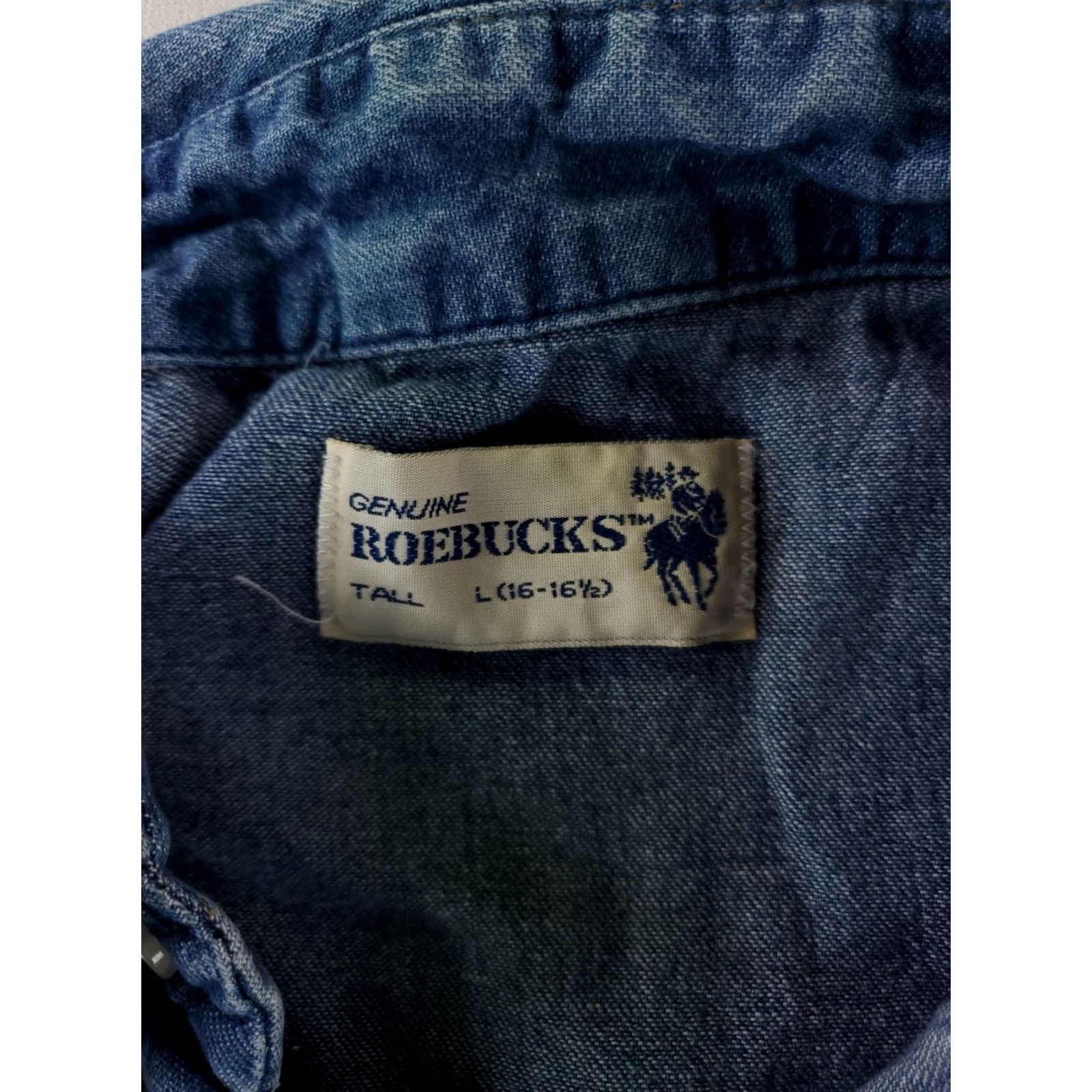 Sears Sears Roebucks VTG Pearl Snap Denim Shirt Mens Large Tall 16/16.5 Blue Long Sleeve Snap Shirt Size US L / EU 52-54 / 3 - 5 Thumbnail