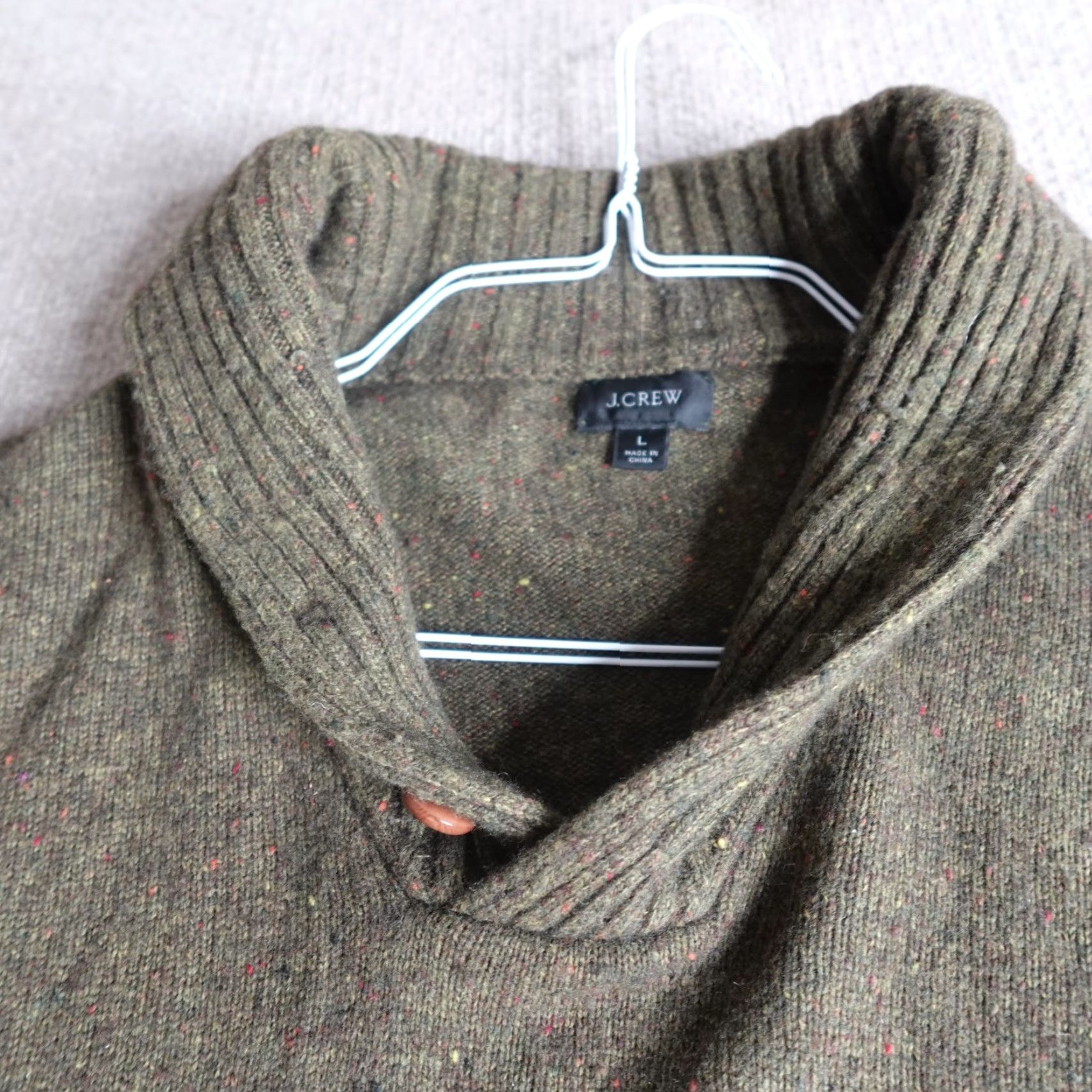 J.Crew VINTAGE J.CREW Mens Sweater Cardigan Long Sleeve Collared Shawl Green Large L Regular Mens Ships Next Business Day Size US L / EU 52-54 / 3 - 3 Thumbnail