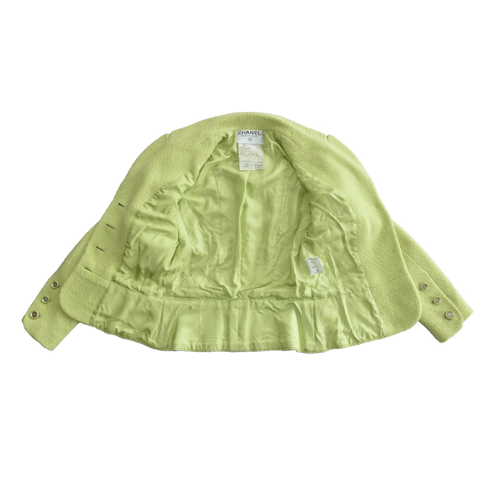 Chanel CHANEL BOUTIQUE 95C Green Tweed Mirror Buttons Jacket Sz 38 Size XS / US 0-2 / IT 36-38 - 8 Thumbnail