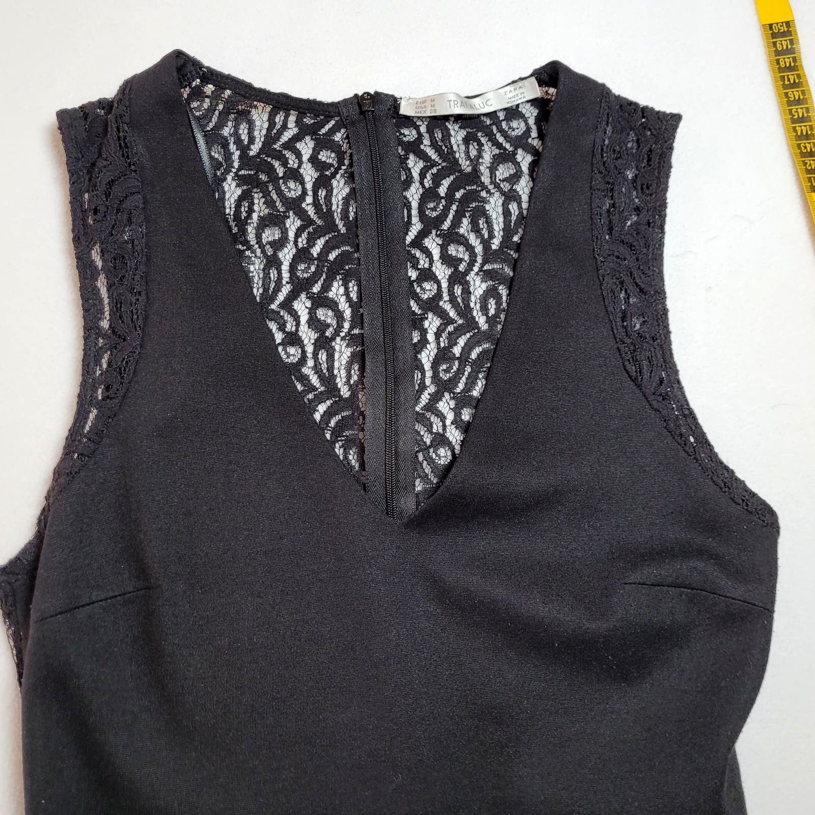 Zara TRAFALUC Zara Women's Dress Medium Black Mini Bodycon Lace. Size M / US 6-8 / IT 42-44 - 7 Thumbnail
