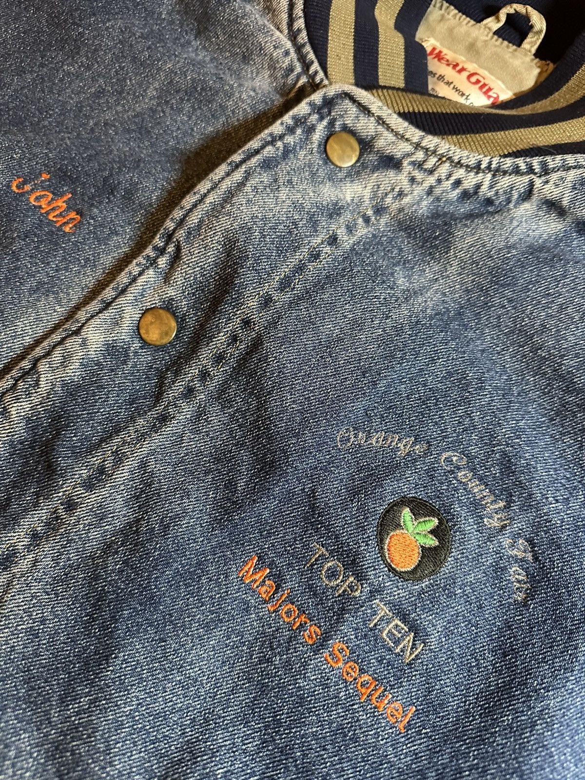 Vintage 🍊 vintage 90s Orange County Fair Varsity Denim Jacket Size US L / EU 52-54 / 3 - 6 Thumbnail