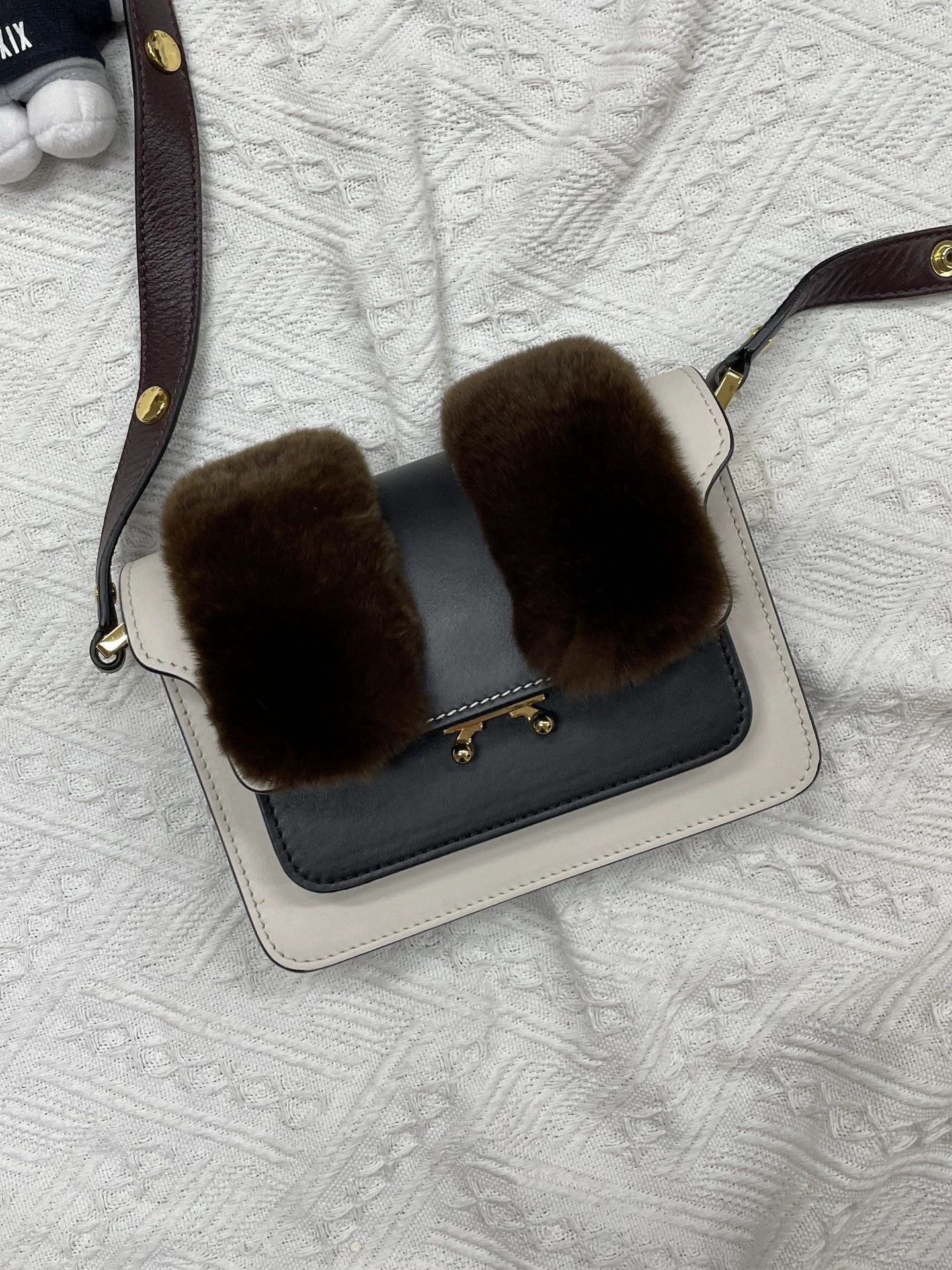 Marni Marni Faux Fur Paneled Pleated Shoulder & Crossbody Bag Size ONE SIZE - 2 Thumbnail