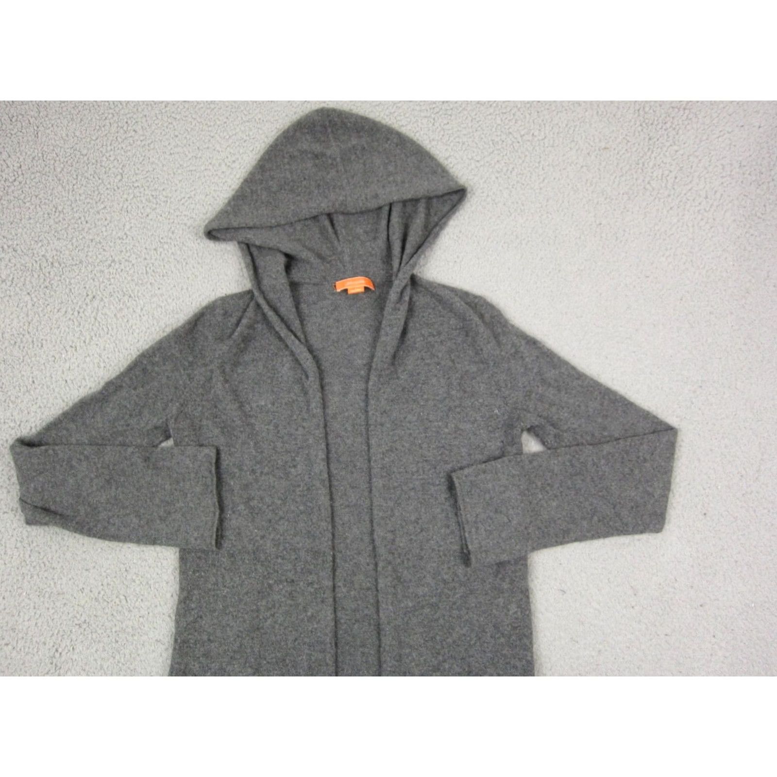 Vintage Christopher Fischer Women Gray Cashmere Hooded Cardigan Sweater Small Open Front Size S / US 4 / IT 40 - 2 Thumbnail