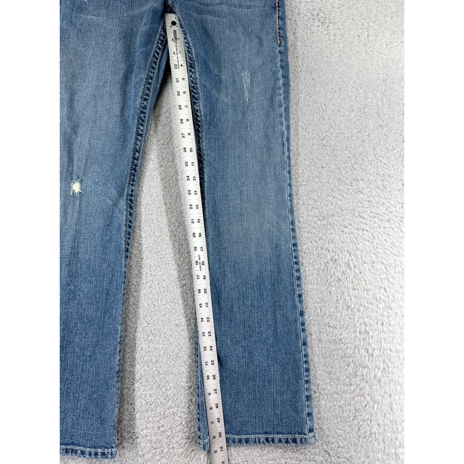 Vintage Cruel Girl Jeans Womens 3 Blue Denim Flared Slim Low Rise 27x31 Distressed 5-Pocket Cotton Blend Machine Washable Size 26" / US 2 / IT 38 - 7 Thumbnail