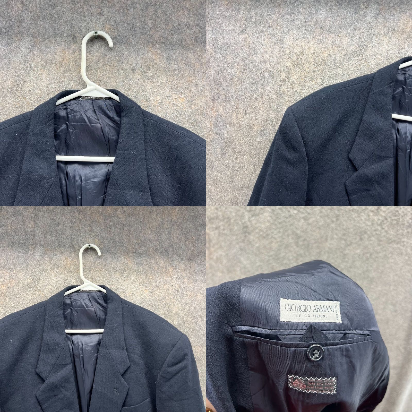 Giorgio Armani Giorgio Armani Le Collezioni Blazer Men 44L Navy Wool Solid Notch Long Flat Front Double-Vented Two-Button Italy Classic Dress Blazer Fall Winter Size 44R - 8 Thumbnail