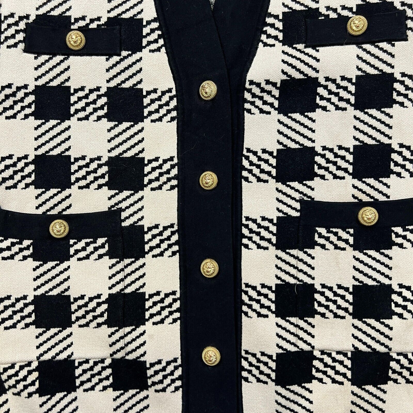 Designer × Sandro Sandro Cardigan Size 1 Jisou Oversize Checkered Knit Sweater Size S / US 4 / IT 40 - 3 Thumbnail