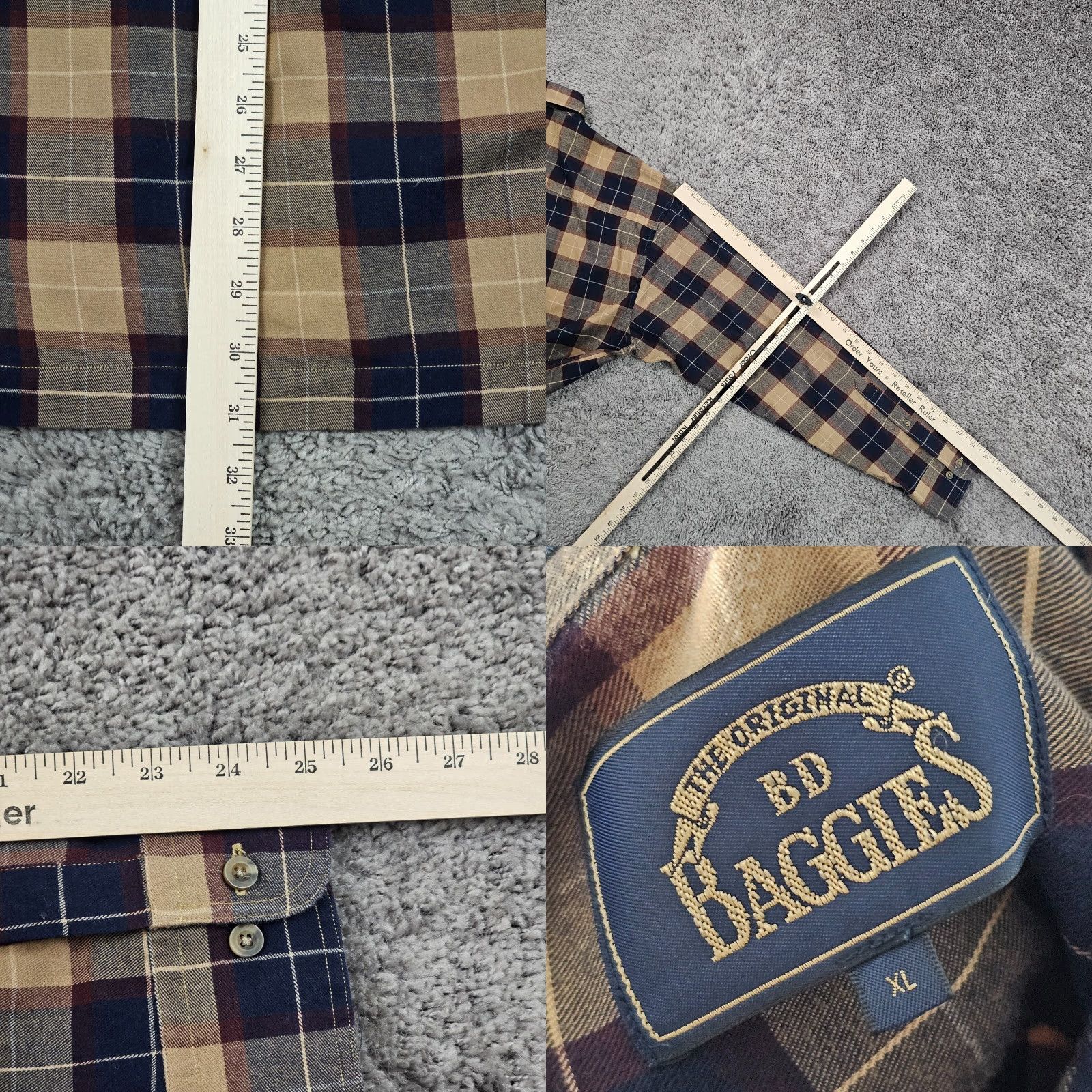 Vintage BD Baggies Shirt Mens XL Blue Plaid Twill Button-Down Pocket Breathable Casual Long Sleeve Size US XL / EU 56 / 4 - 8 Thumbnail