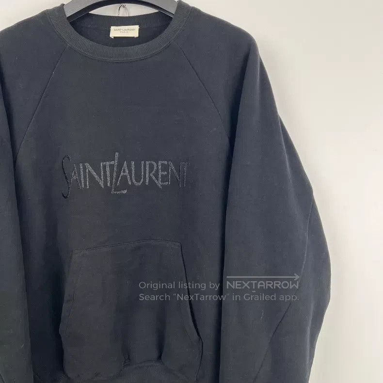 Saint Laurent Paris Saint Laurent Paris Black Glitter Embroidered Logo Fleece Size S / US 4 / IT 40 - 5 Thumbnail