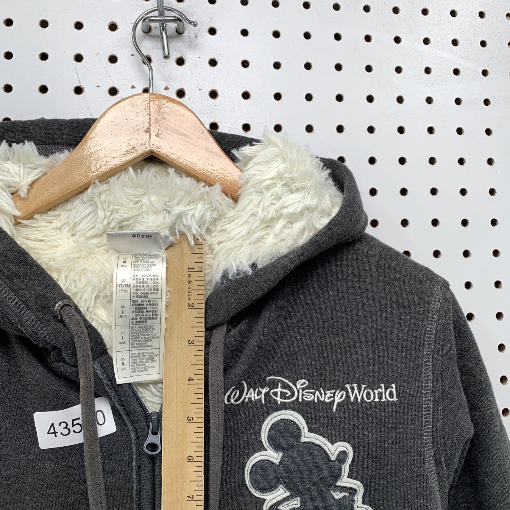 Disney Walt Disney World Gray Hoodie Zip Sweatshirt Womens Large Sherpa Lined Heavy Hoodie Size L / US 10 / IT 46 - 7 Thumbnail