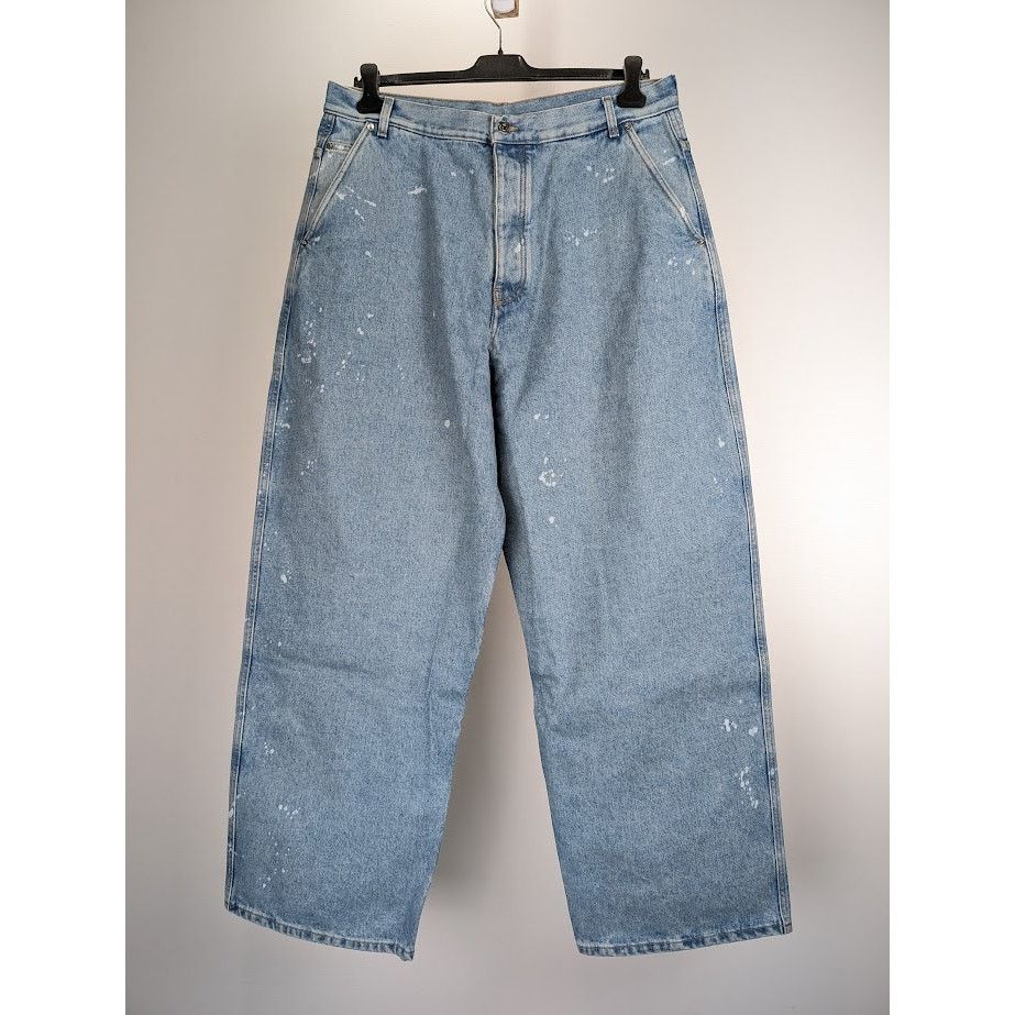 Off-White o1rshd1 Paint Wide Leg Tapered Jeans in Blue Size US 36 / EU 52 - 2 Thumbnail
