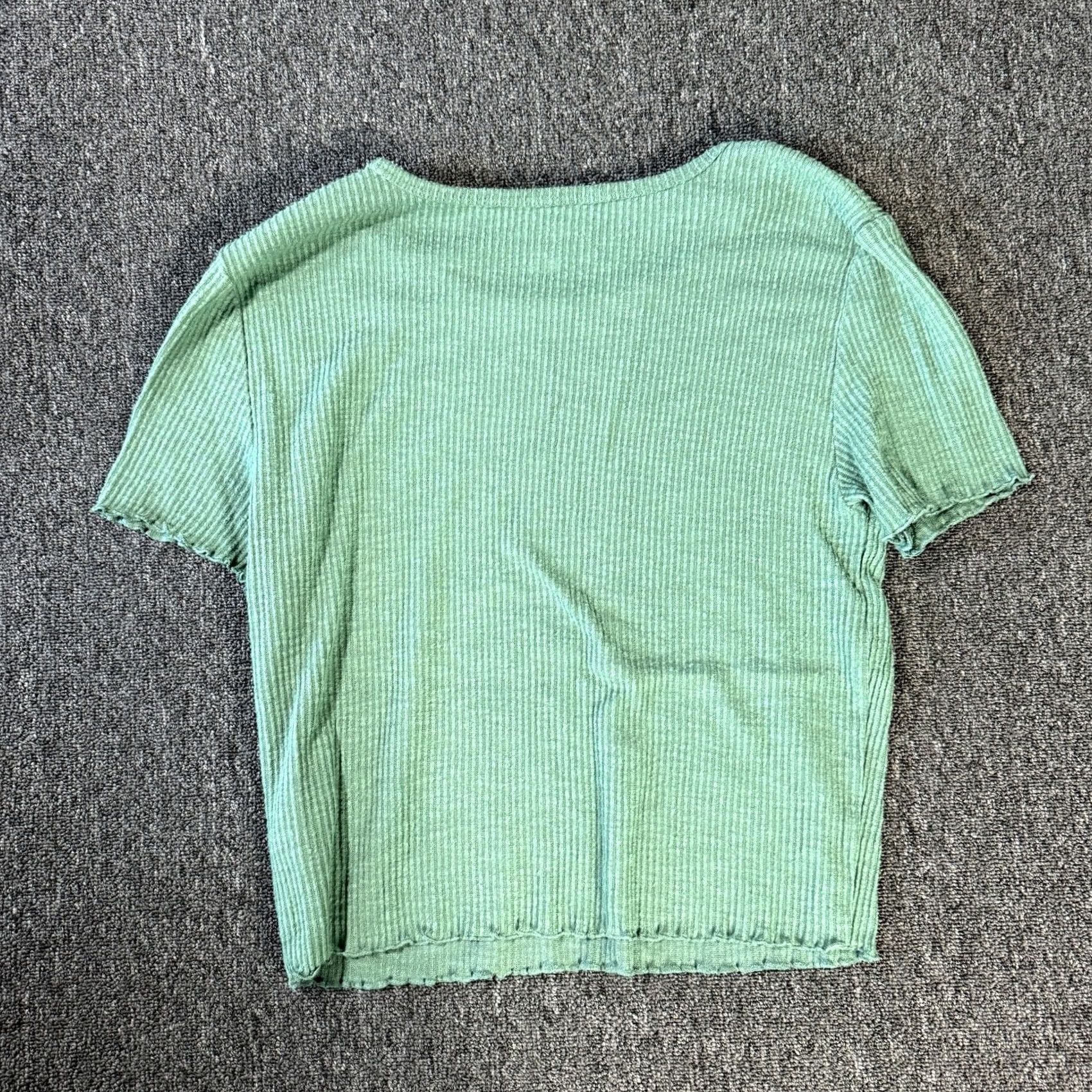 American Eagle Outfitters Vintage Y2k American Eagle Outfitters Short Sleeve Green Ribbed Shirt M Size M / US 6-8 / IT 42-44 - 2 Thumbnail