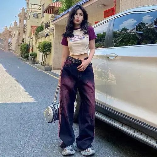 Japanese Brand × Jean Style Vintage Purple Baggy Jeans Size 32" / US 10 / IT 46 - 4 Thumbnail