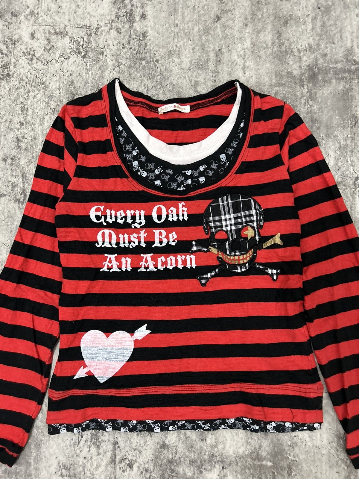 14th Addiction × Hysteric Glamour × If Six Was Nine Sucure Pomme Skull Red Stripe Black Long Shirt Size US XS / EU 42 / 0 - 3 Thumbnail