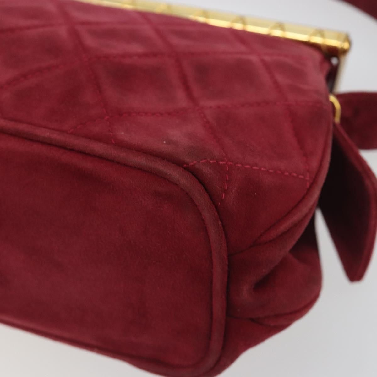 Chanel CHANEL Matelasse Hand Bag Suede Red Gold CC Auth 197450A - Size ONE SIZE - 9 Thumbnail