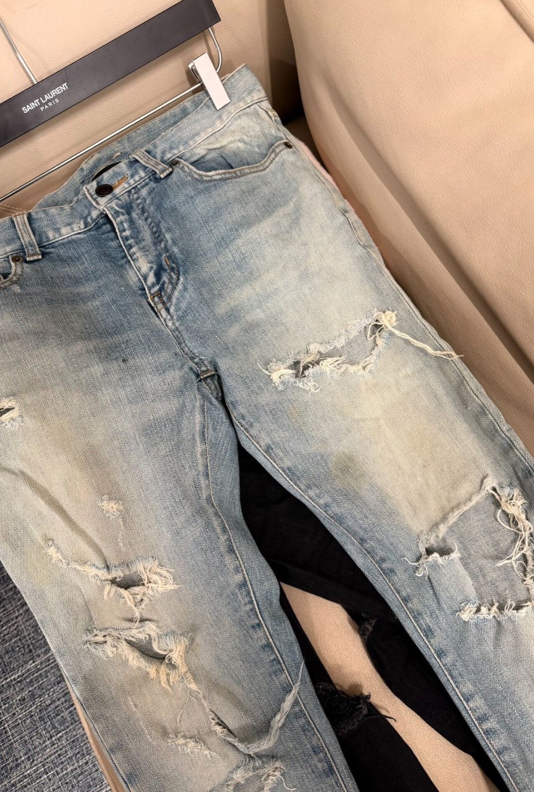Saint Laurent Paris Saint Laurent SLP 16FW D02 Heavy Destroyed Blue Jeans Size US 29 - 4 Thumbnail