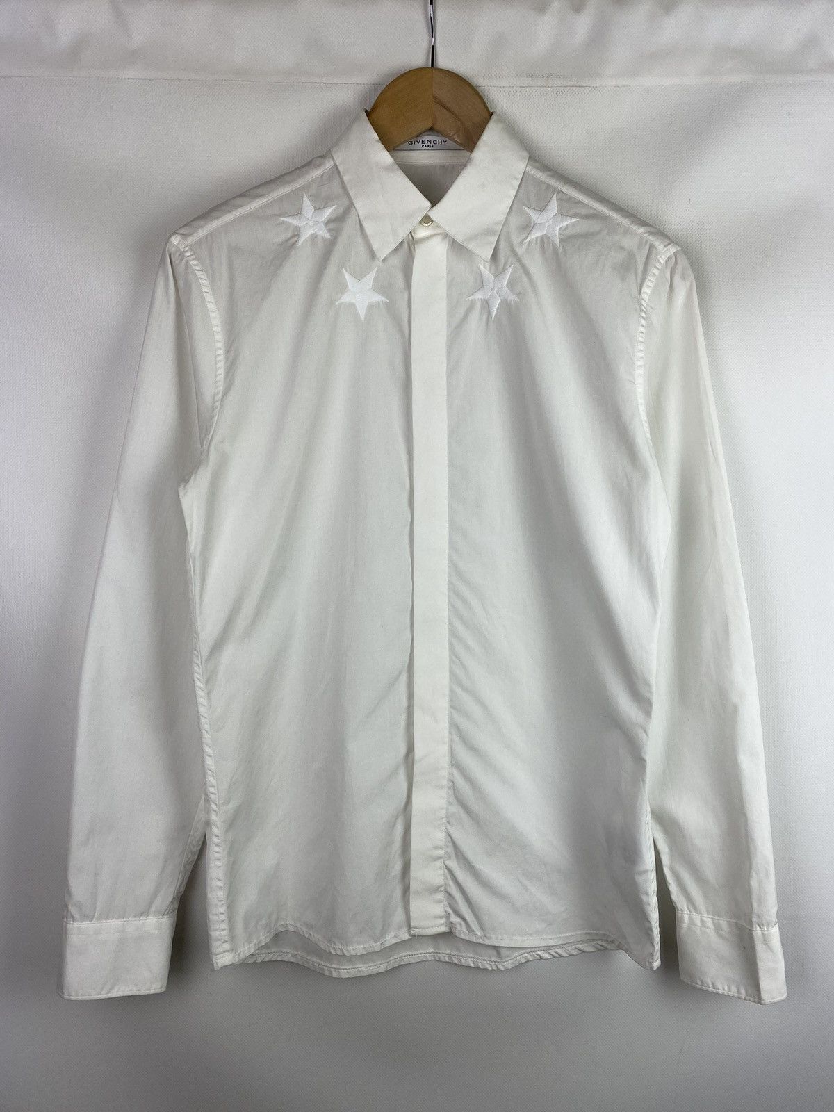 image of Givenchy Stars Men’S Long Sleeve Button Up Shirt Size 37 in White, Men's