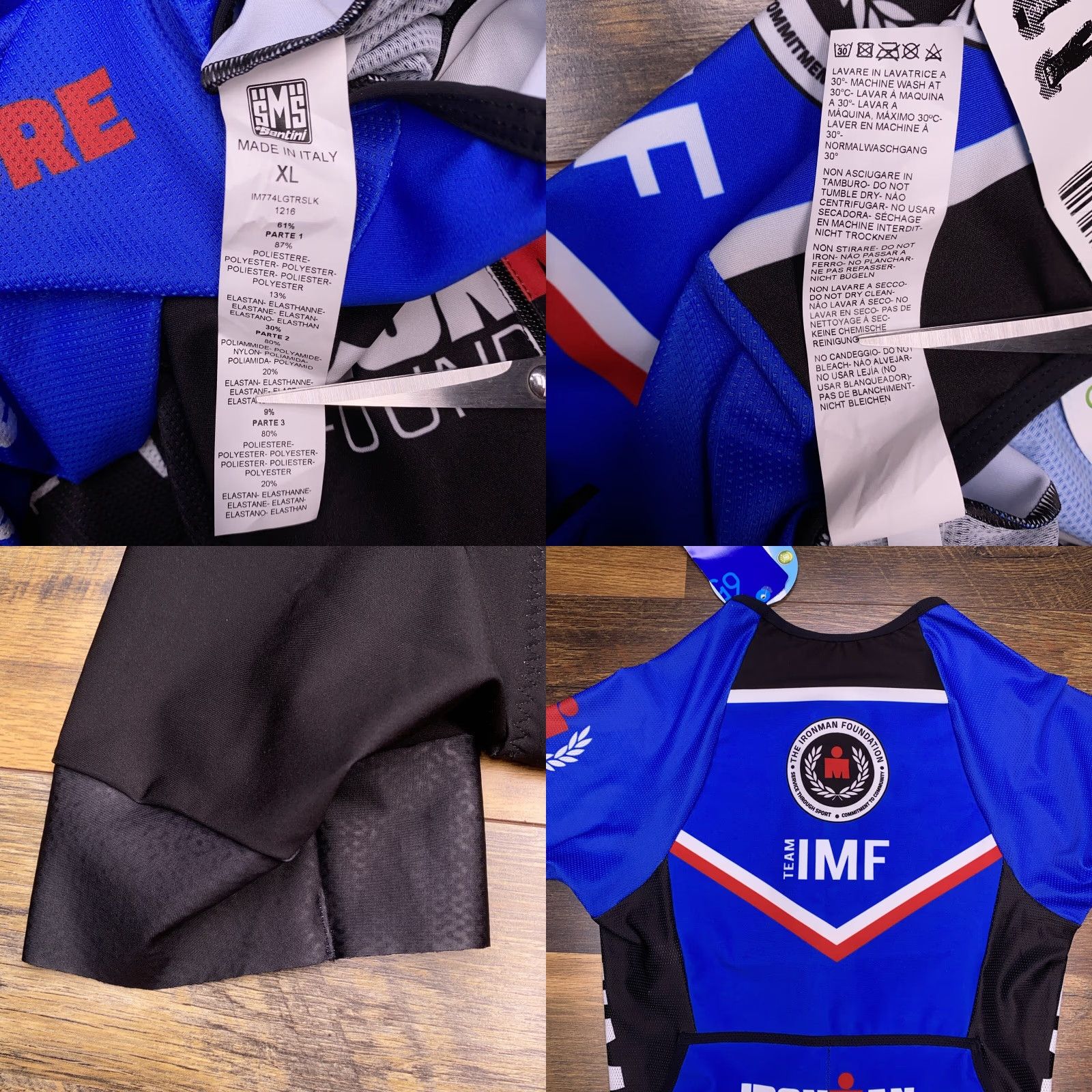Vintage Santini Sleeved Trisuit Womens XL Blue Acqua Zero Iron Man Italy New Size ONE SIZE - 8 Thumbnail