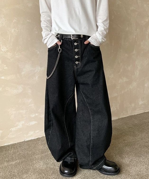 Japanese Brand × Vintage Avant garde retro punk barrel leg jeans pants Size US 30 / EU 46 - 2 Thumbnail