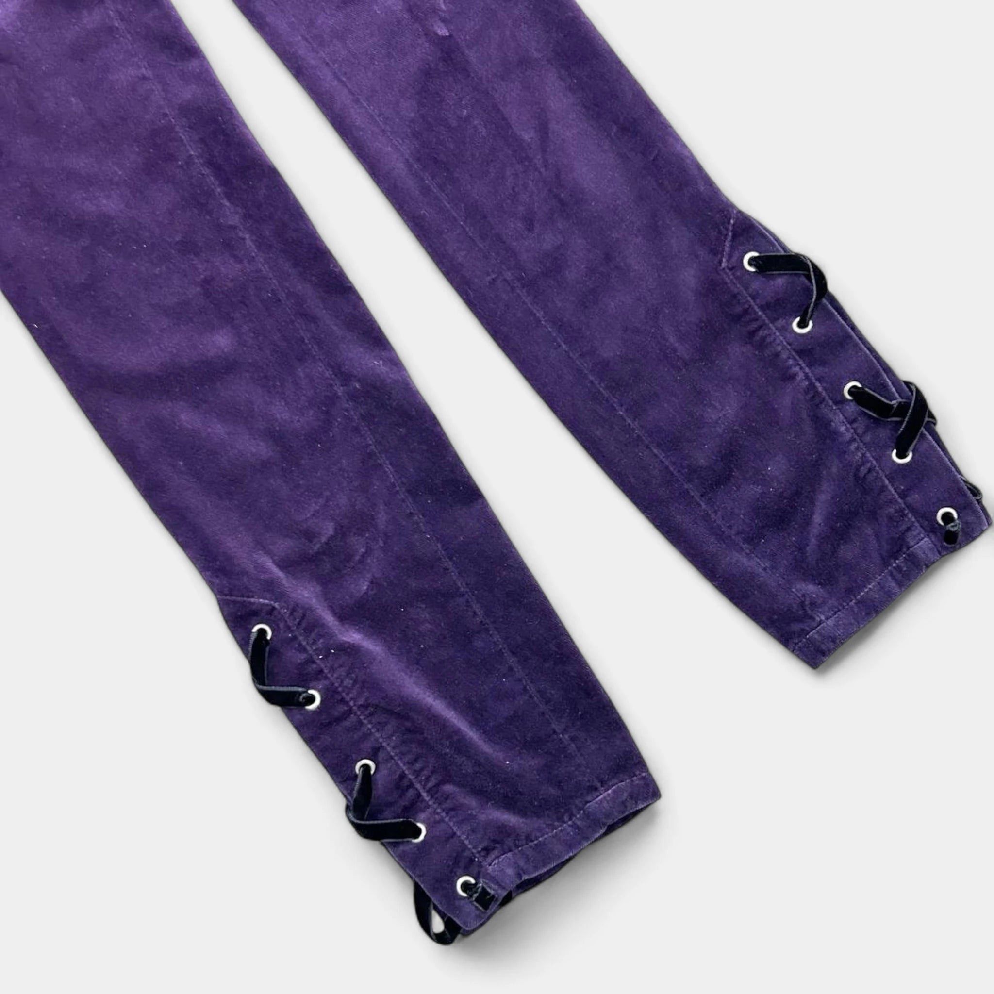 Just Cavalli Just Cavalli Purple Velour Pants Size 26" / US 2 / IT 38 - 3 Thumbnail