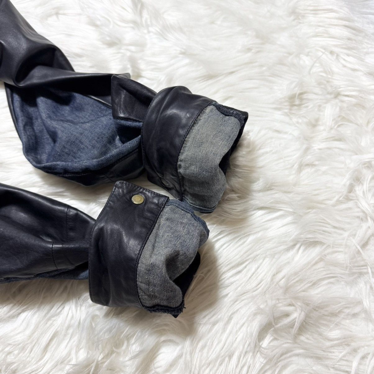 Bottega Veneta Bottega Veneta denim leather jacket size 50 black blue Size US M / EU 48-50 / 2 - 12 Thumbnail