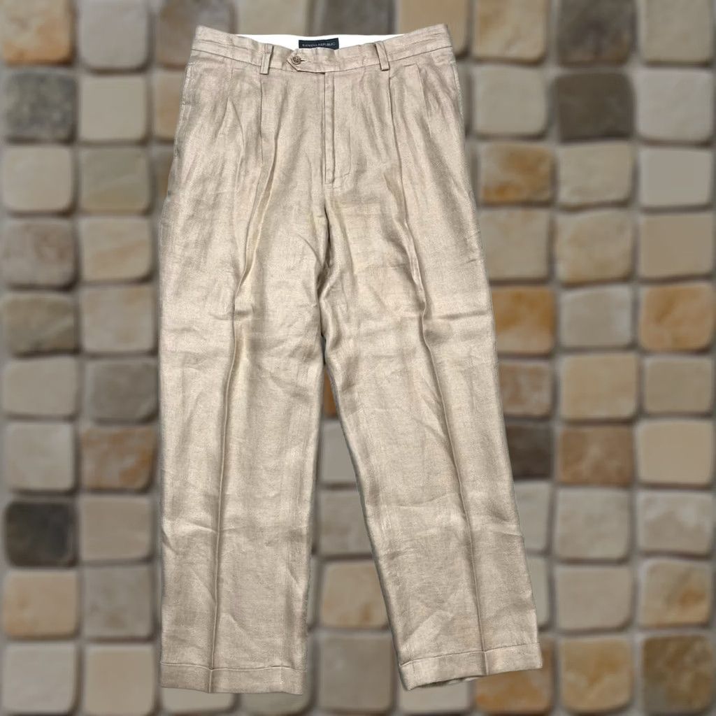 Banana Republic VINTAGE Banana Republic Linen pleated trousers baggy loose fit 34x29 Men Pants Beige 100% Linen Dress Pants Mens Size US 34 / EU 50 - 1 Thumbnail