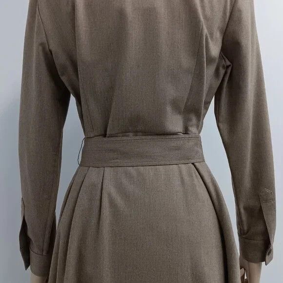 Lafayette 148 LAFAYETTE 148 Camel Merlange Flannel Shirt Dress - Size 4 Size S / US 4 / IT 40 - 11 Thumbnail