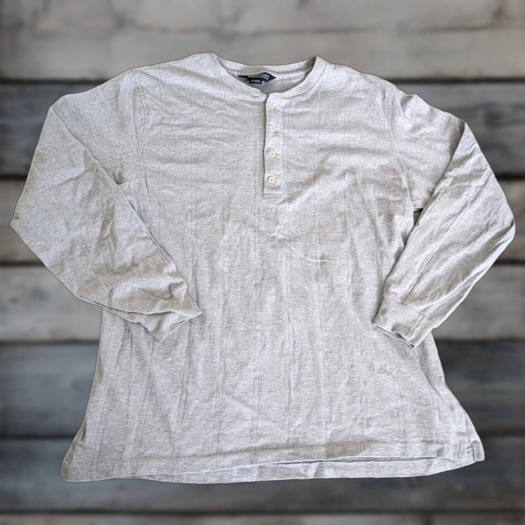 Lands' End VINTAGE Lands' End Long Sleeve Shirt Mens L Gray Henley Thermal Made In USA Shirt Mens L Gray Henley Thermal 80s 90s Outdoor Fall Winter Cotton Knit Size US L / EU 52-54 / 3 - 1 Thumbnail