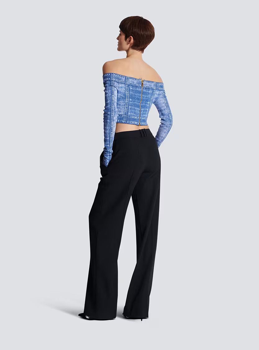 o1s1wg111225 Denim Trompe Loel Top in Blue
