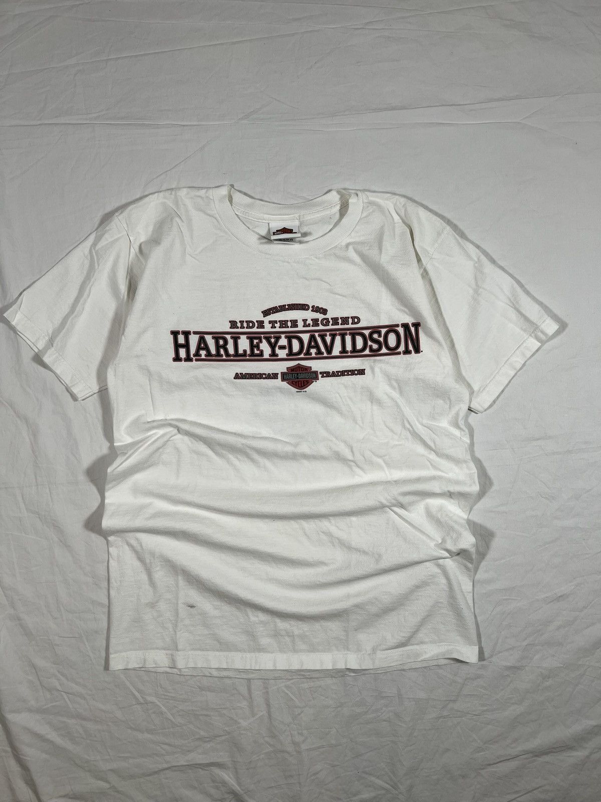Harley Davidson Vintage Y2K Harley Davidson Made In USA Spell Out Tee Size US M / EU 48-50 / 2 - 1 Thumbnail