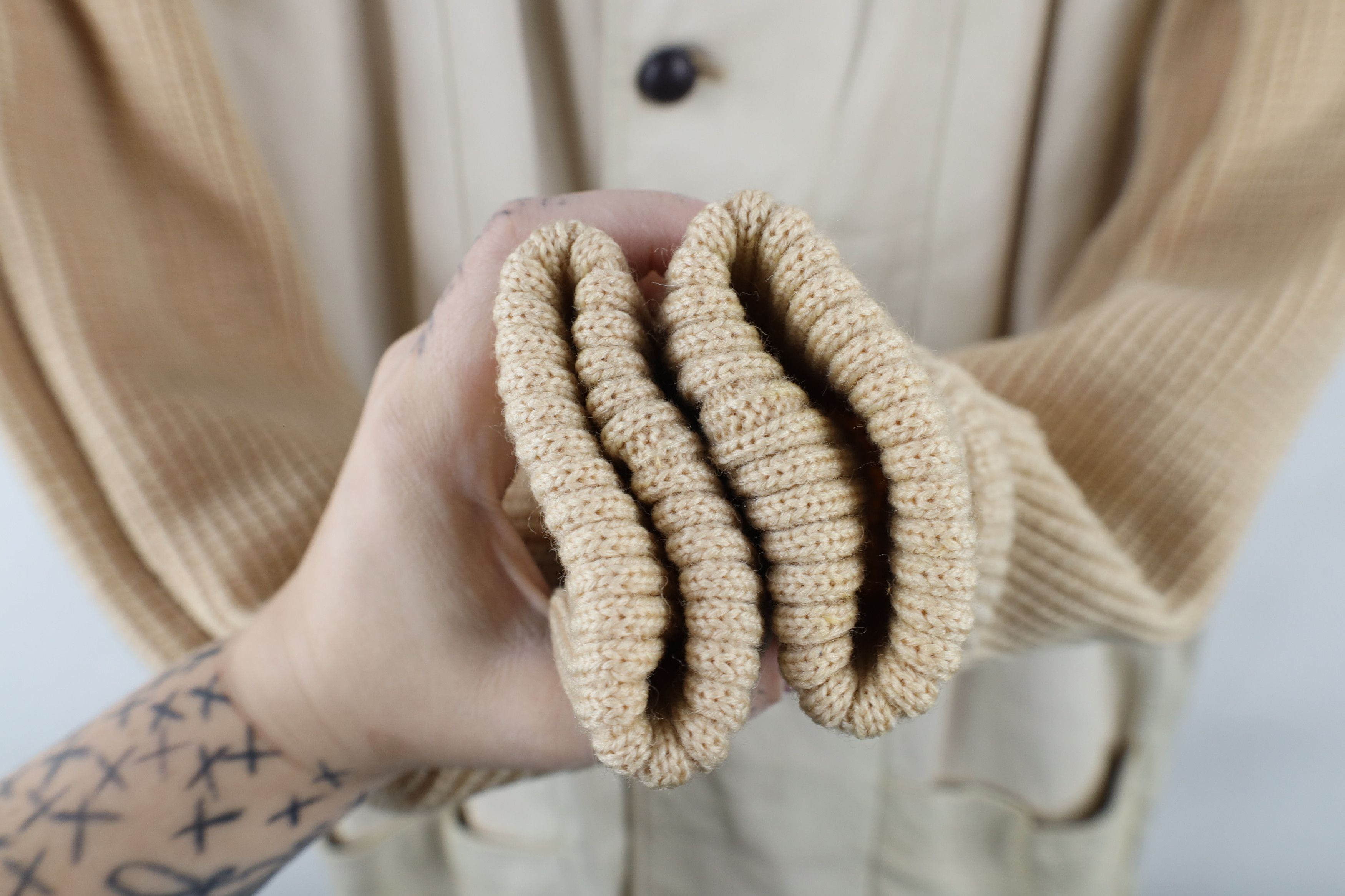 Vintage Vintage 60s Wool Knit Button Sweater Jacket Beige USA Size US L / EU 52-54 / 3 - 6 Thumbnail
