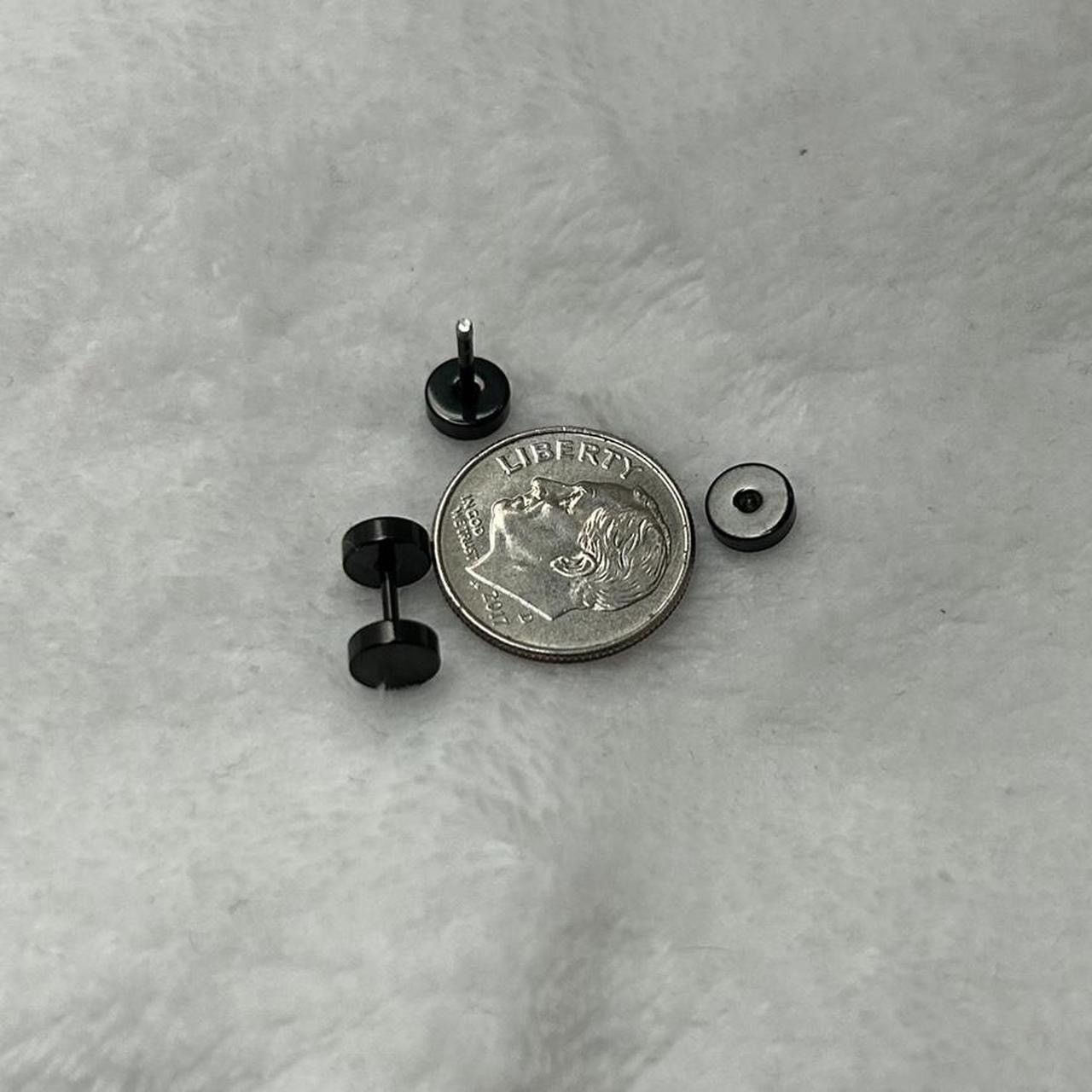 Jewelry Black Flat Round Plugs Stud Earrings - ERG Size ONE SIZE - 3 Thumbnail