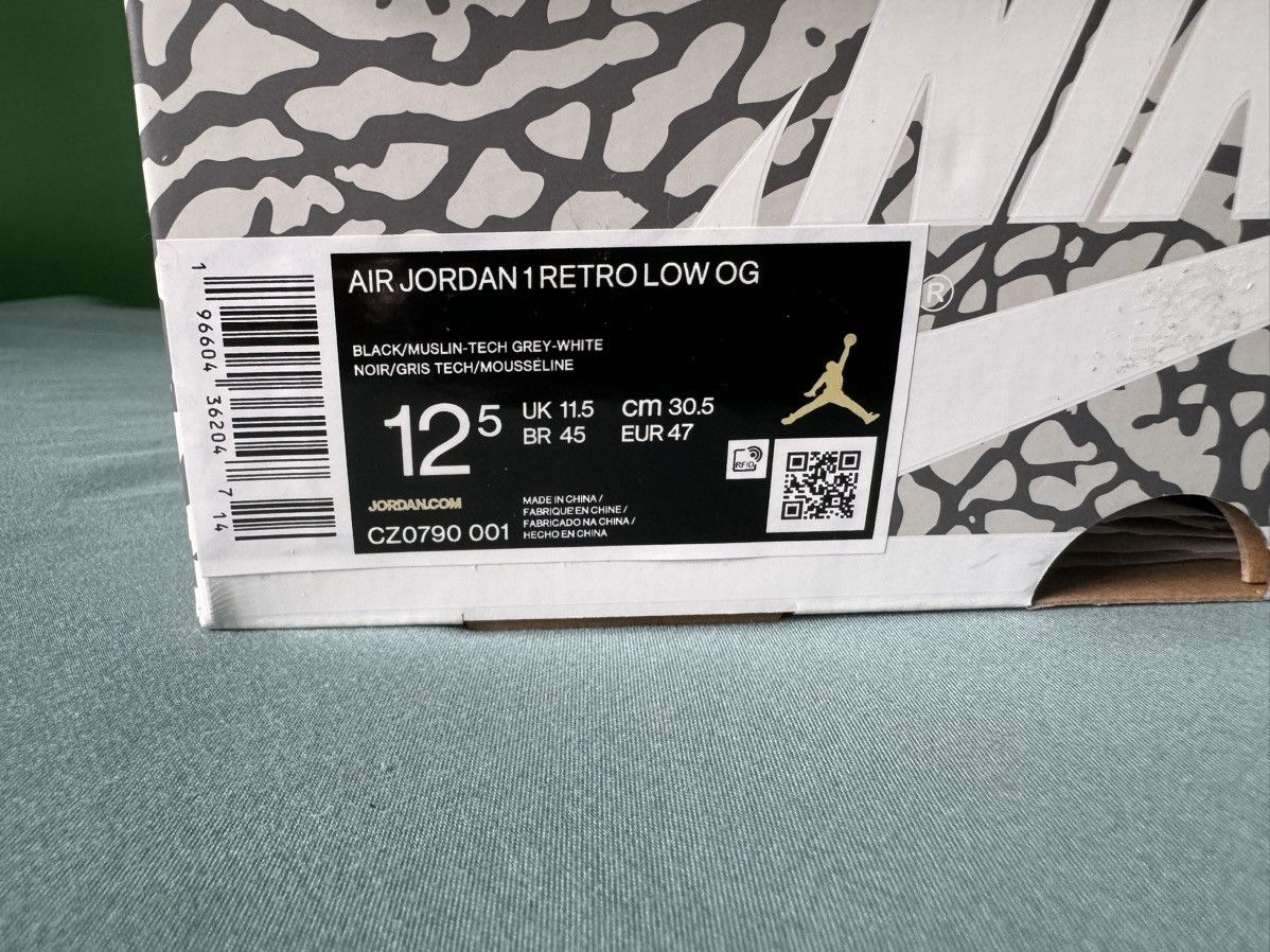 Jordan Brand Nike Air Jordan 1 Low OG Black Cement 2023 Size US 12.5 / EU 45-46 - 8 Thumbnail