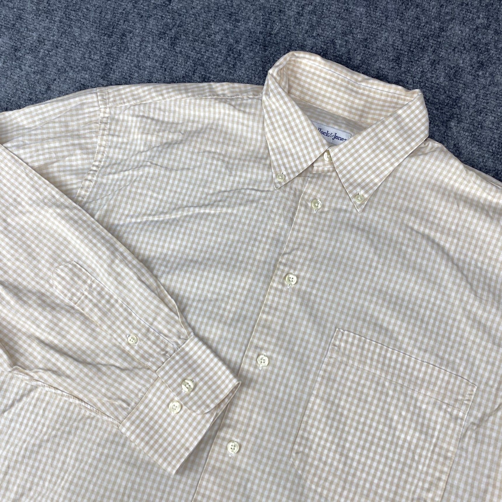 Vintage VINTAGE Bullock & Jones Shirt Mens Large Beige Gingham Check Button Down Long Sleeve USA Size US L / EU 52-54 / 3 - 2 Thumbnail