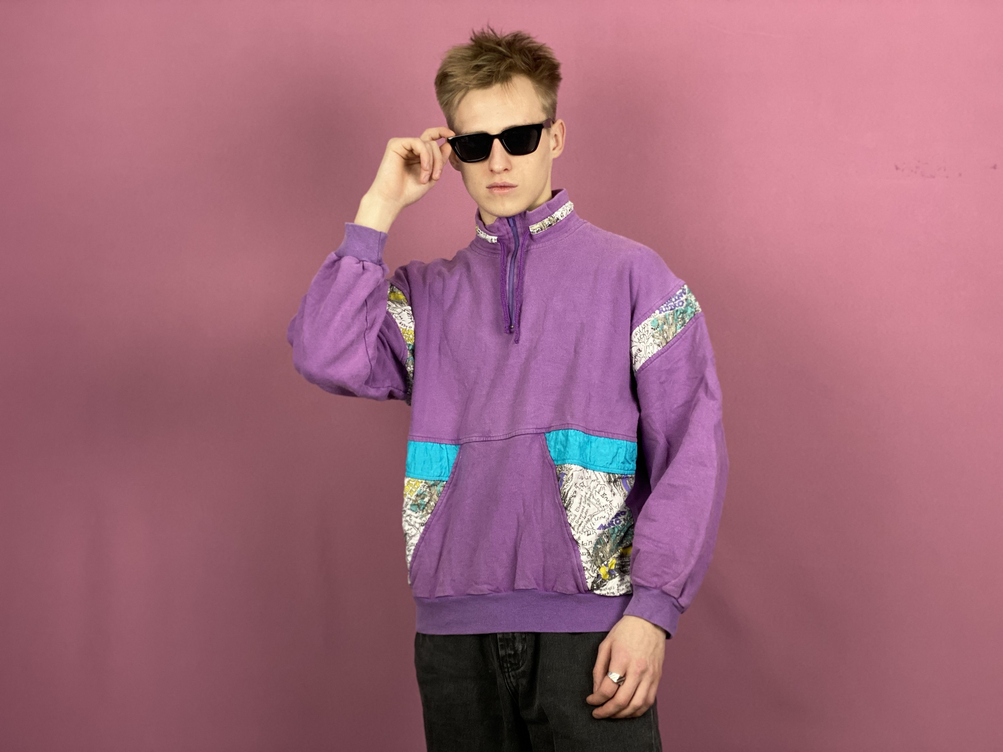 Vintage 90s Vintage Men's 1/4 Zip Sweatshirt - M Size US M / EU 48-50 / 2 - 4 Thumbnail
