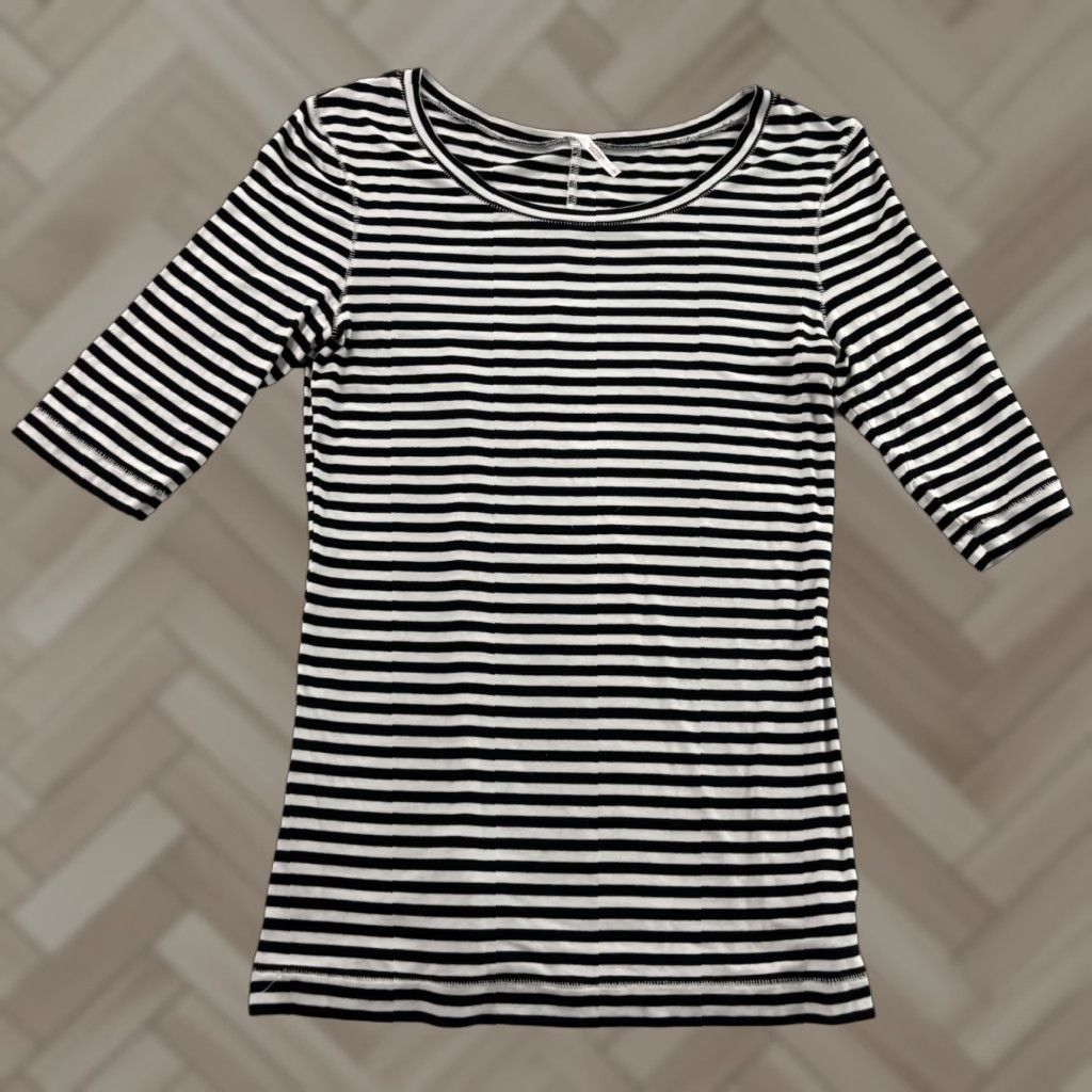 Free People Free People Striped Top Women's Small Black White T-Shirt Shirt Colorful 1/2 Sleeve Size S / US 4 / IT 40 - 1 Thumbnail