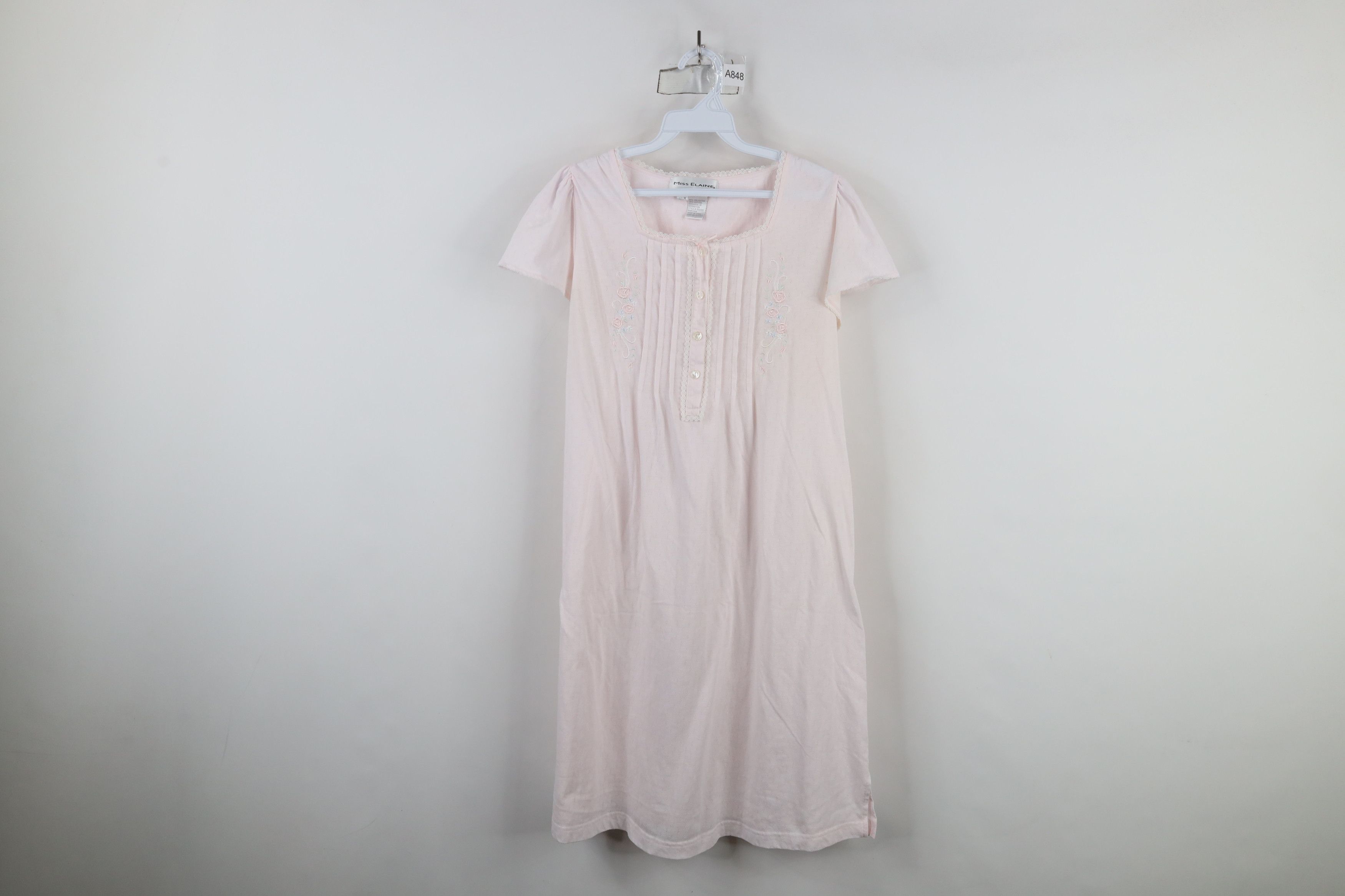 Vintage Vintage 90s Miss Elaine Lace Knit Ruffled Night Gown Sleep Size M / US 6-8 / IT 42-44 - 1 Thumbnail