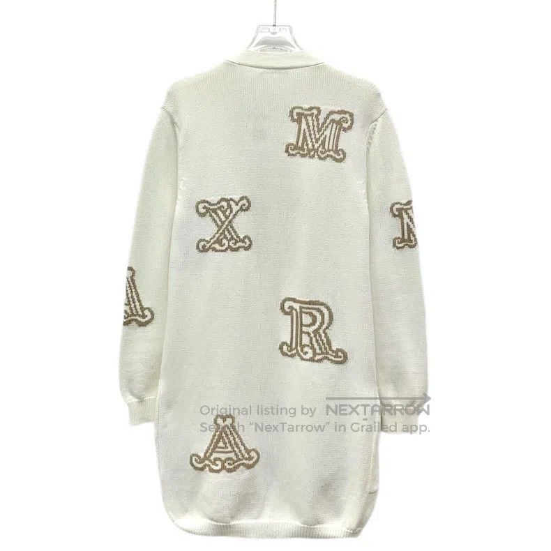 Max Mara Max Mara White Logo Letter Embroidered Cotton Knit Cardiga Size M / US 6-8 / IT 42-44 - 2 Thumbnail