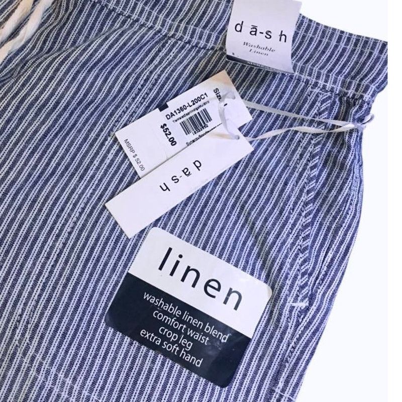 Other Dash Washable Linen Blend Stripe Wide Leg Crop Pants Large Size 34" / US 12 / IT 48 - 2 Thumbnail