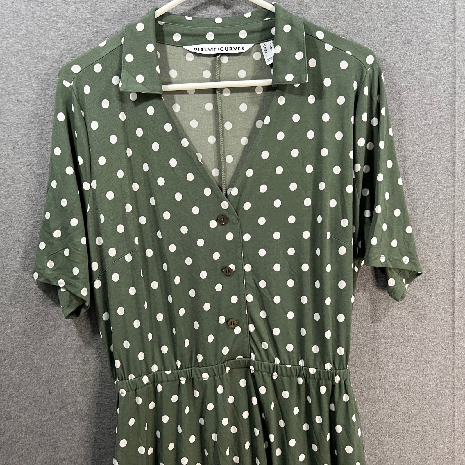 Other Girl With Curves Regular Collared Knit Midi Shirt Dress Oliv Size M / US 6-8 / IT 42-44 - 4 Thumbnail