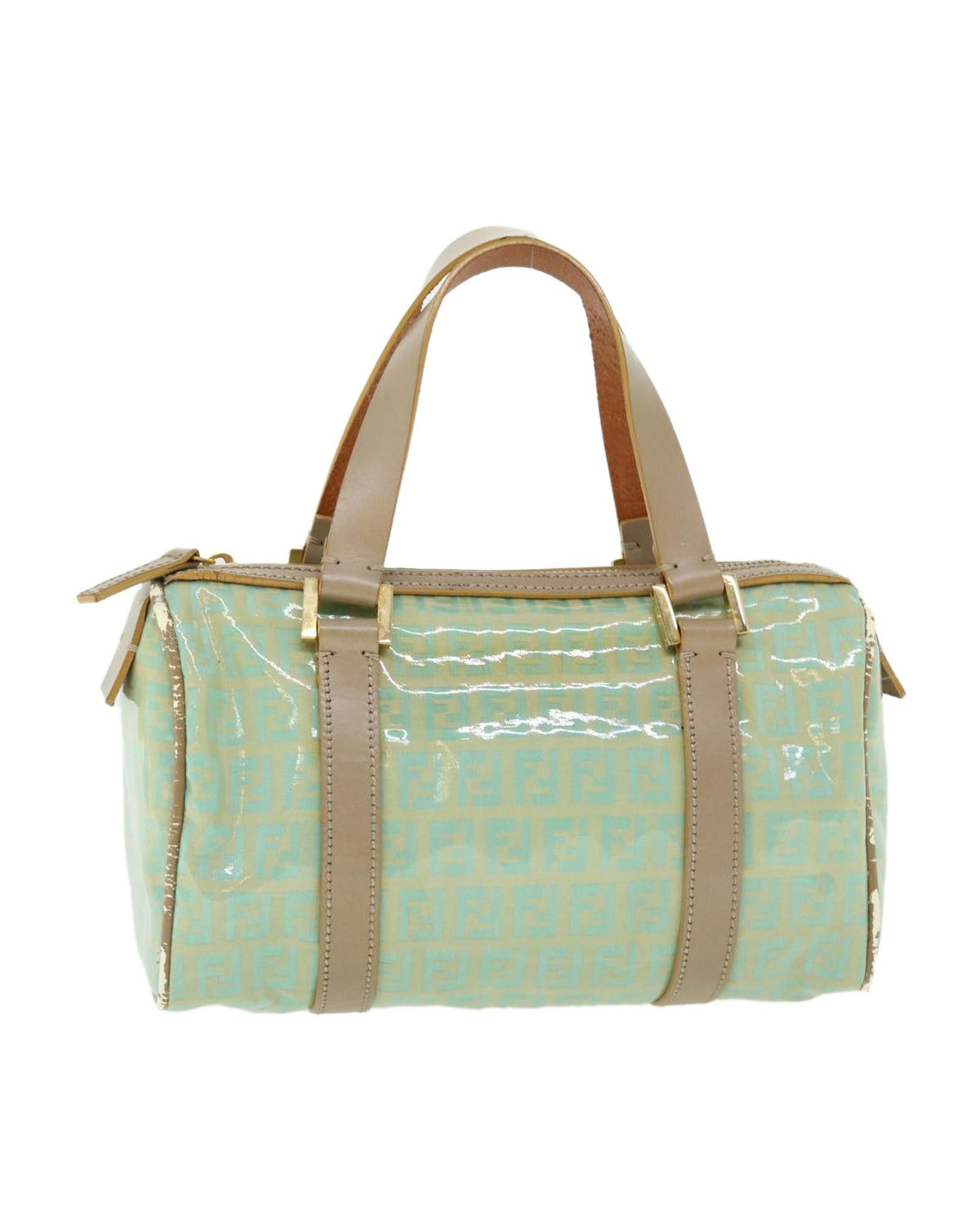 image of Fendi Enamel Zucchino Canvas Hand Bag - Light Blue, Women's