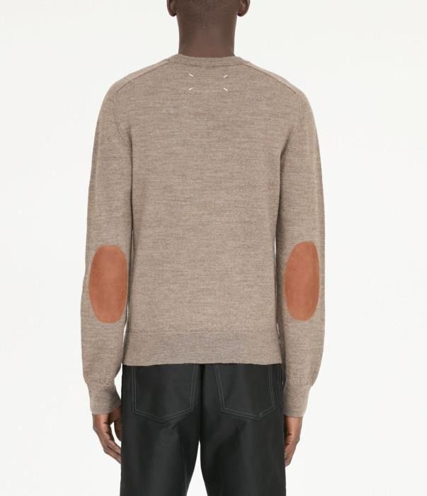 Maison Margiela o1bcso1str0526 Elbow Patch Crewneck Sweater in Walnut Size US L / EU 52-54 / 3 - 3 Thumbnail