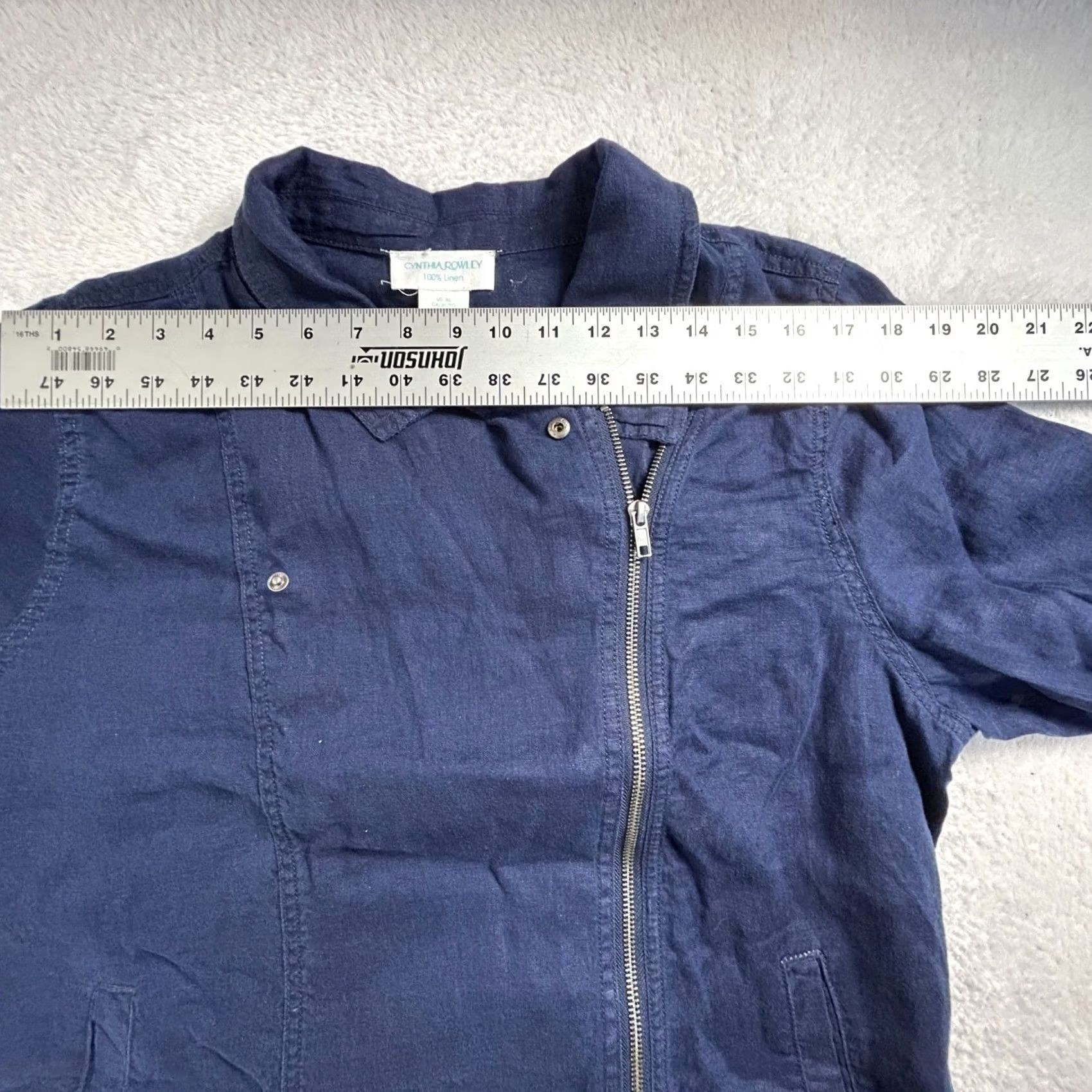 Cynthia Rowley Cynthia Rowley Womens Jacket XL Blue 100% Linen Moto Zip Up Lightweight Biker Shirt/Coat Size XL / US 12-14 / IT 48-50 - 5 Thumbnail