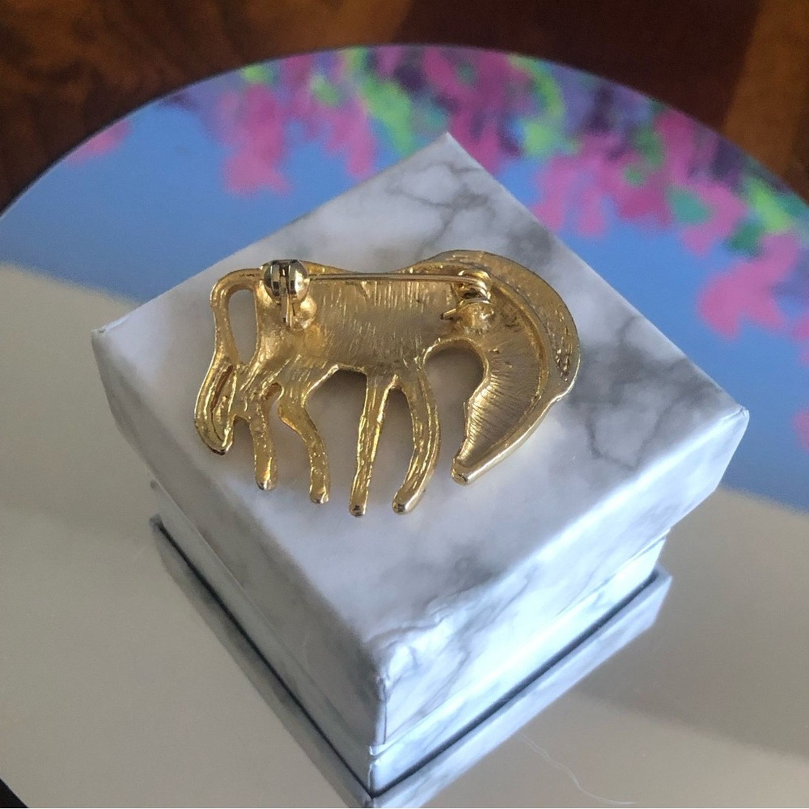Vintage Vintage gold plated zebra brooch pin Size ONE SIZE - 5 Thumbnail