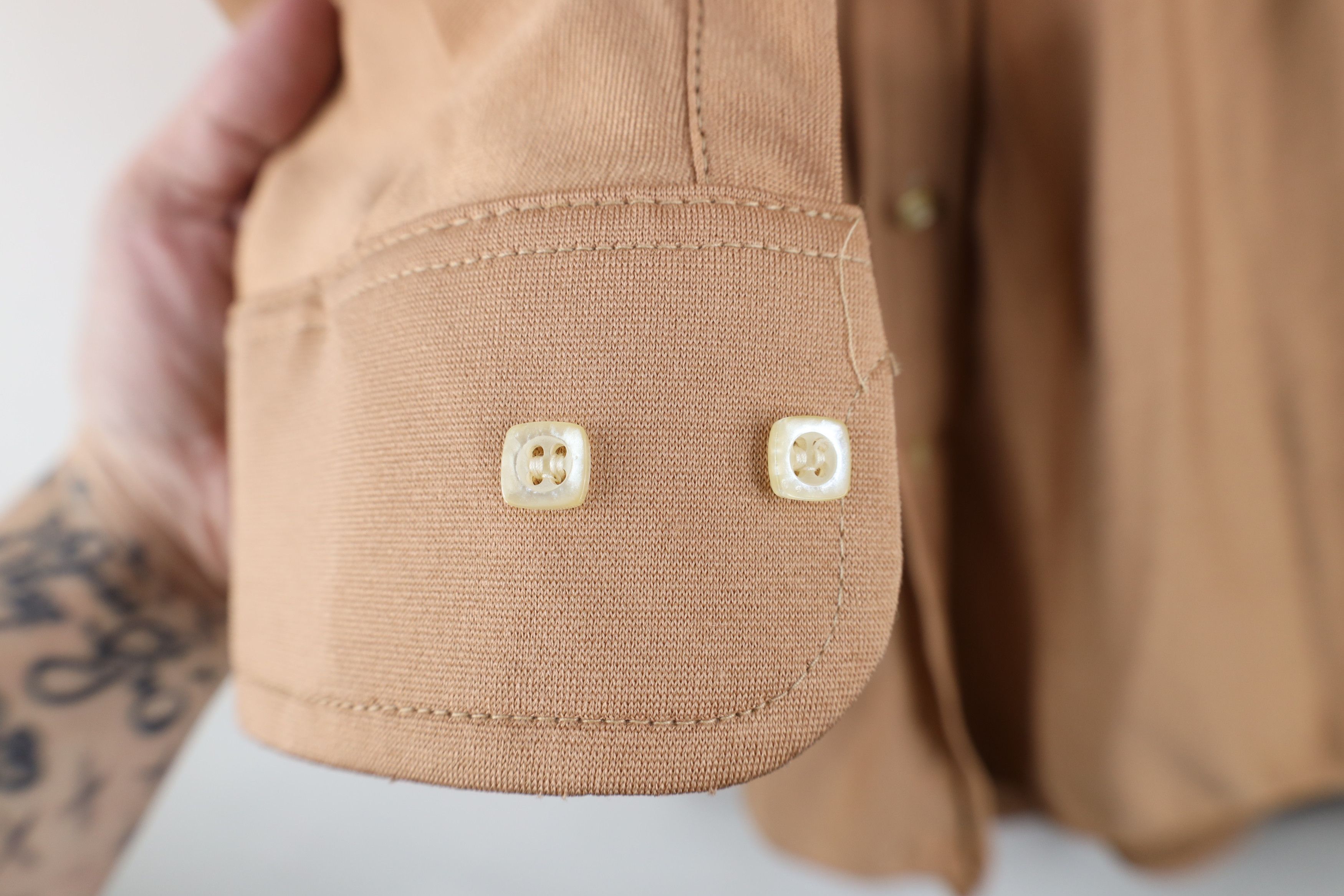 Vintage Vintage 70s Streetwear Knit Collared Button Shirt Brown USA Size US M / EU 48-50 / 2 - 5 Thumbnail