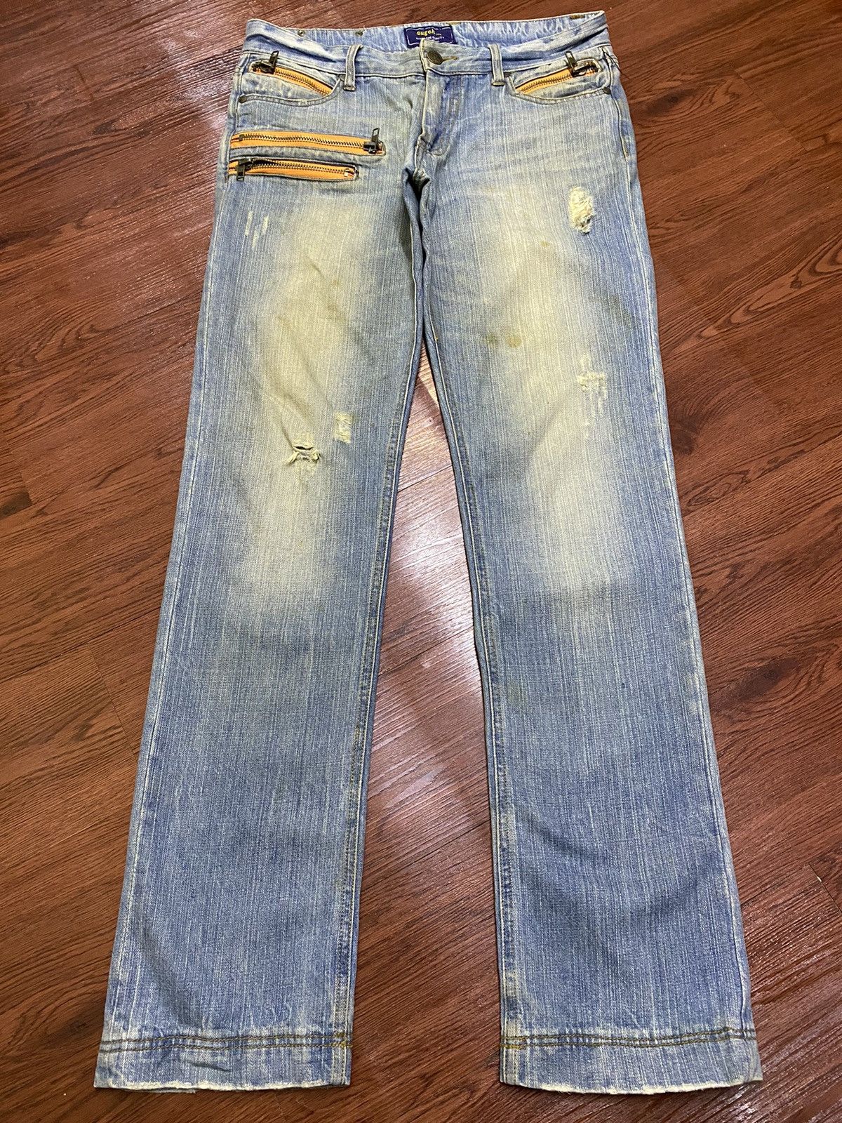 Japanese Brand Japanese Augeh Faded Multi Pocket Distressed Slim Jeans Size US 34 / EU 50 - 1 Thumbnail