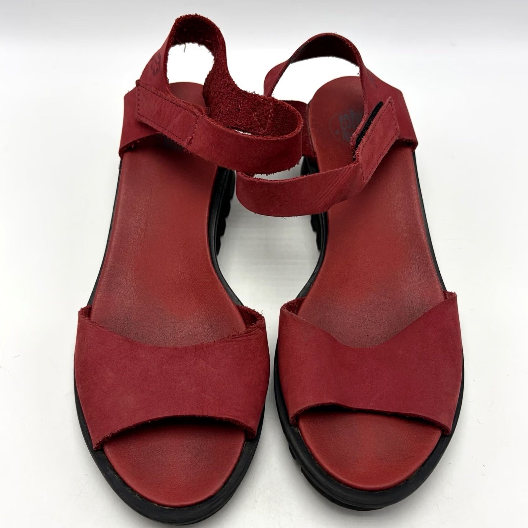 Vintage Loints of Holland Sandals Womens 9 Red Leather Ankle Strap Wedge Sandal Casual Shoes Size US 8 / IT 38 - 4 Thumbnail